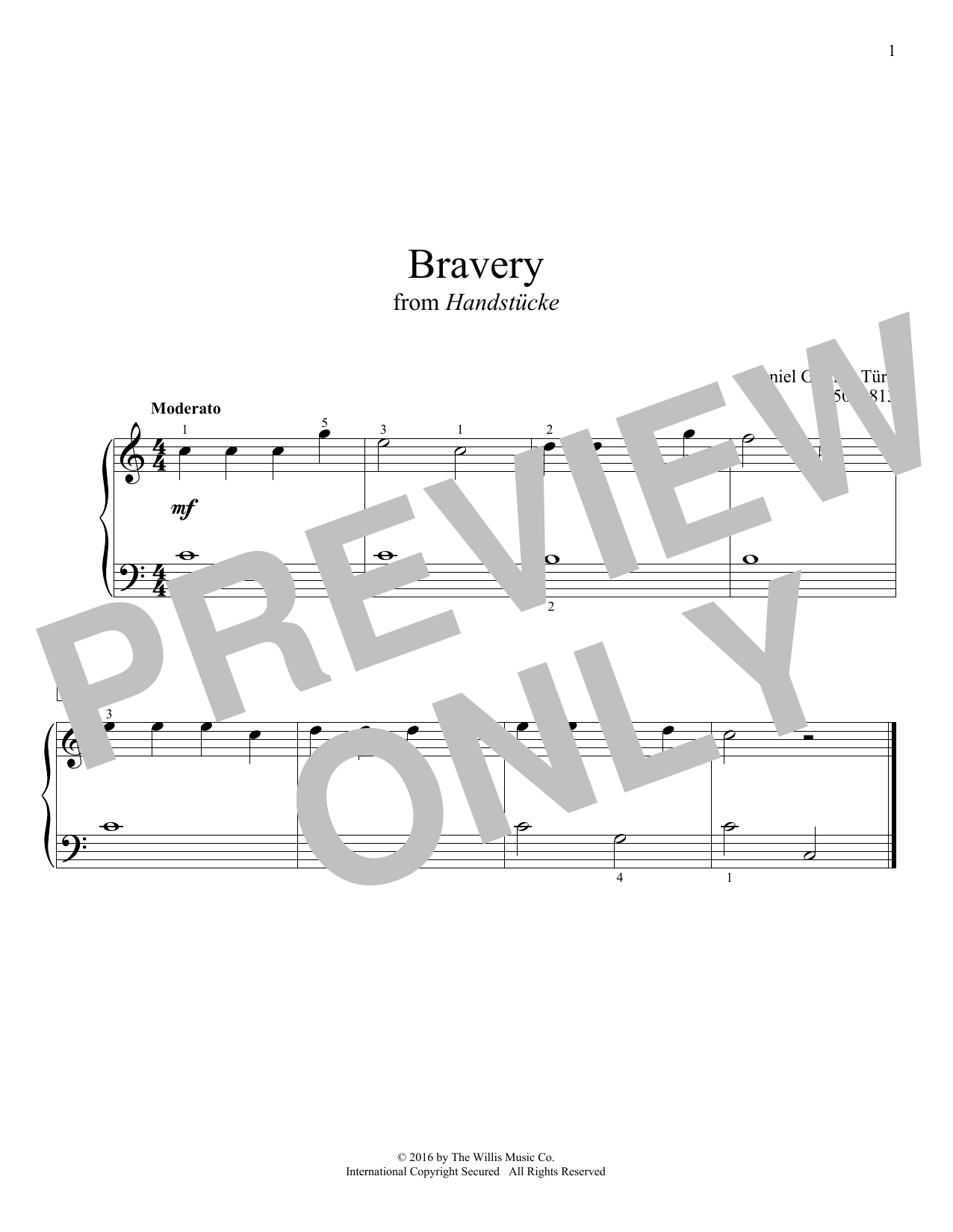 Daniel Gottlob Türk Bravery sheet music notes and chords. Download Printable PDF.