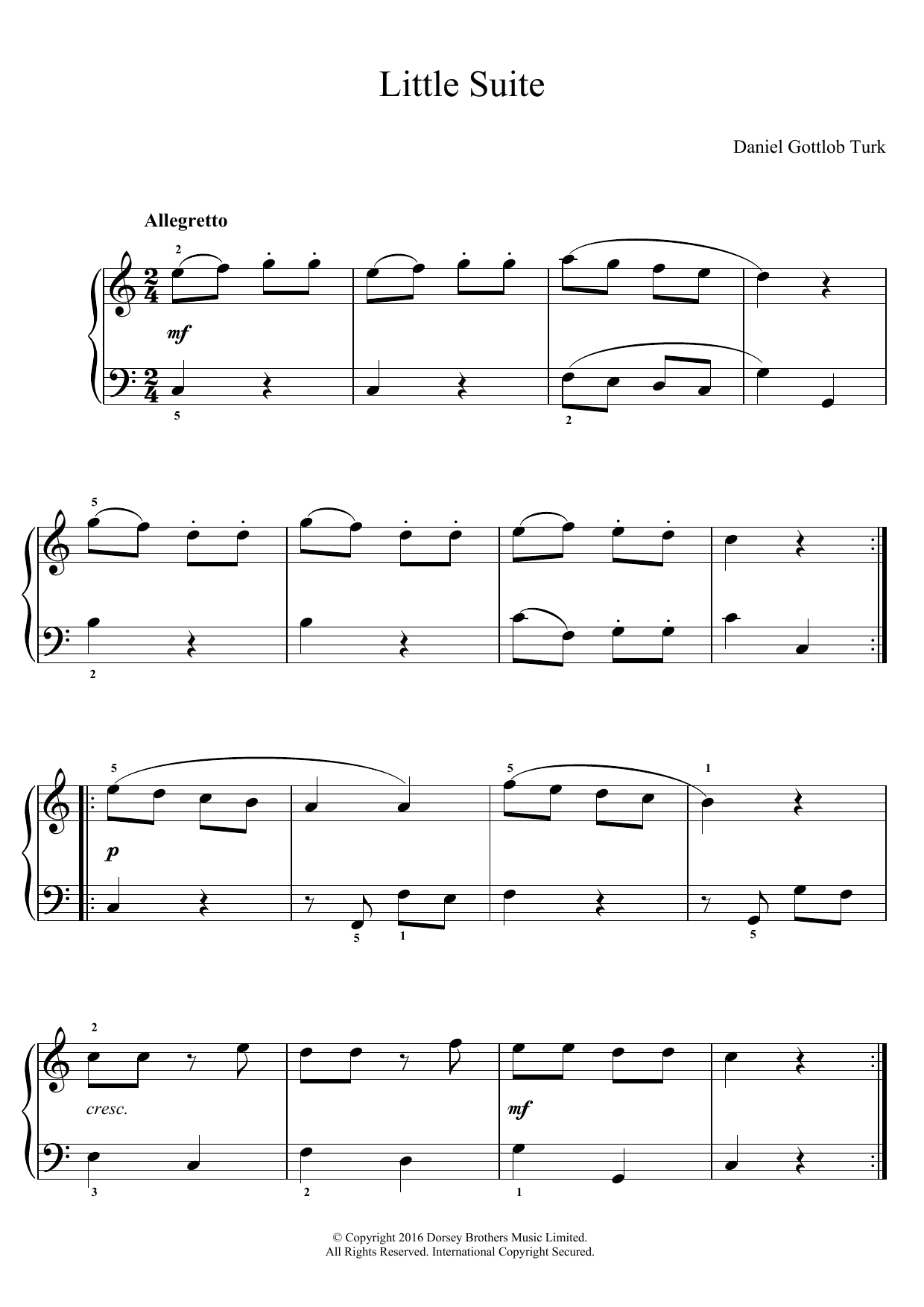 Daniel Gottlob Turk Little Suite sheet music notes and chords arranged for Easy Piano
