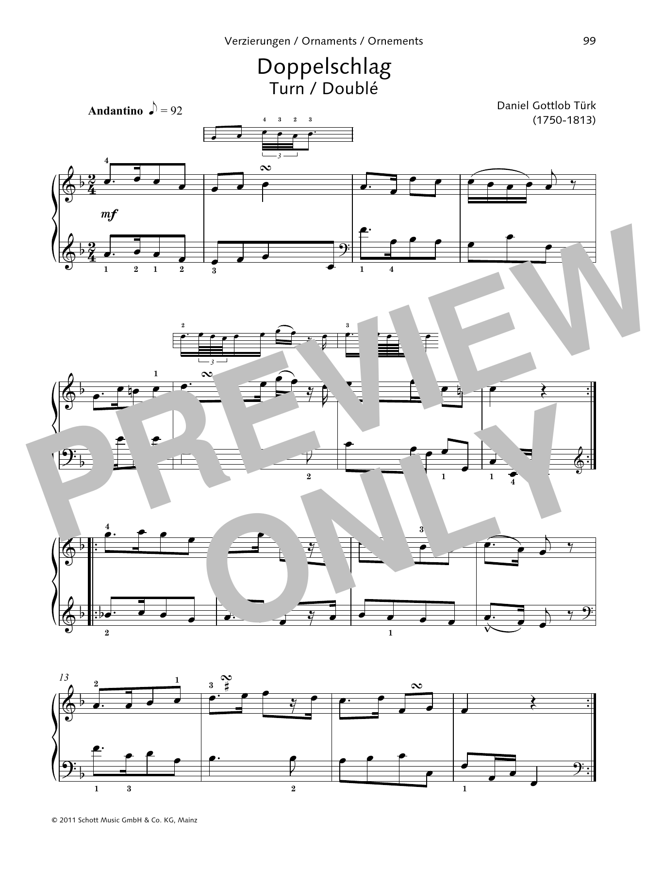 Learn to play Daniel Gottlob Turk Turn sheet music for Piano Solo in minutes. Price: 6.9900$ Daniel Gottlob Turk Turn sheet music notes and chords arranged for Piano Solo