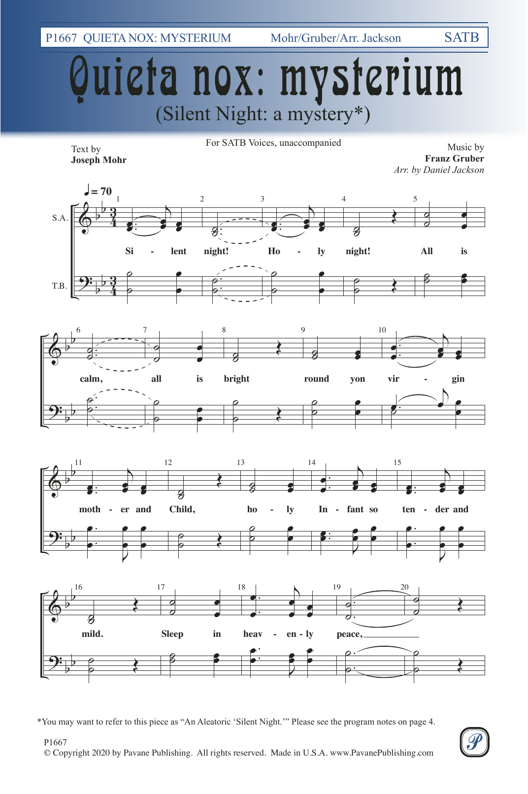 Daniel Jackson Quieta nox: Mysterium sheet music notes and chords. Download Printable PDF.