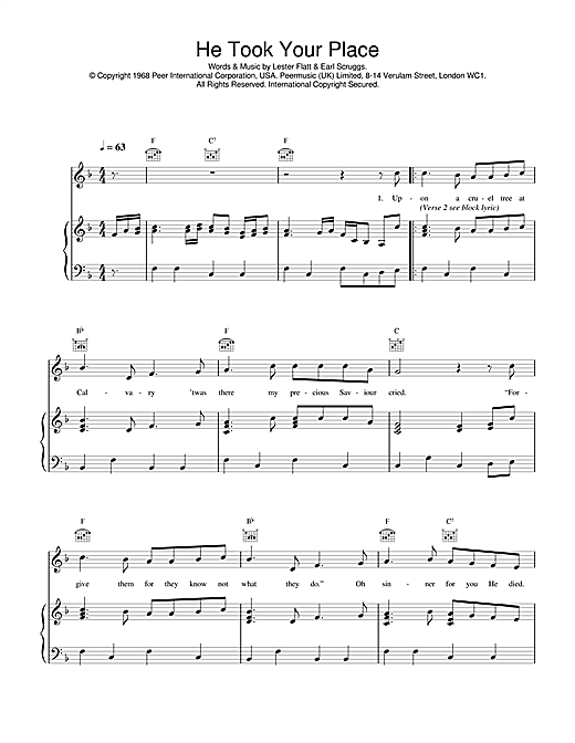 Daniel O'Donnell He Took Your Place sheet music notes and chords. Download Printable PDF.