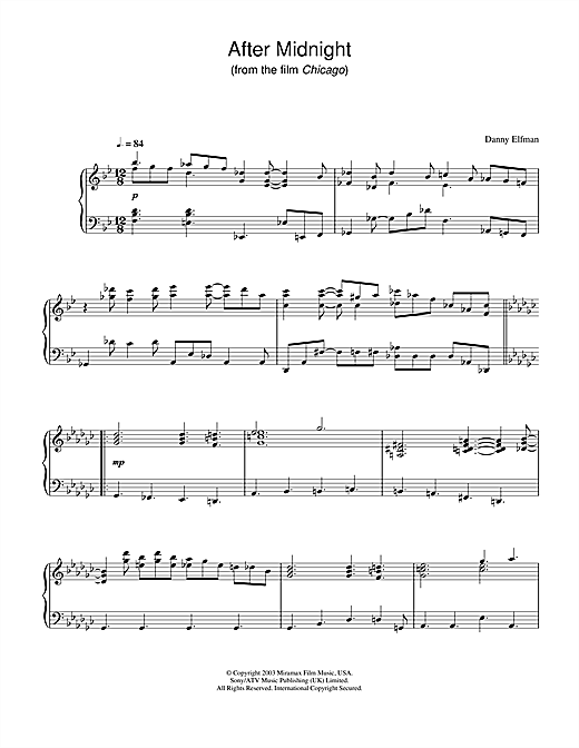 Learn to play Danny Elfman After Midnight (from Chicago) sheet music for Piano Solo in minutes. Danny Elfman After Midnight (from Chicago) sheet music notes and chords