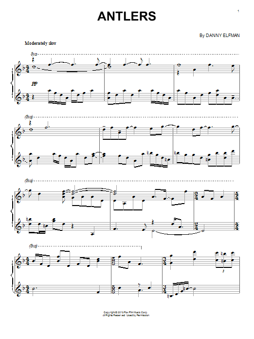 Danny Elfman Antlers sheet music notes and chords. Download Printable PDF.