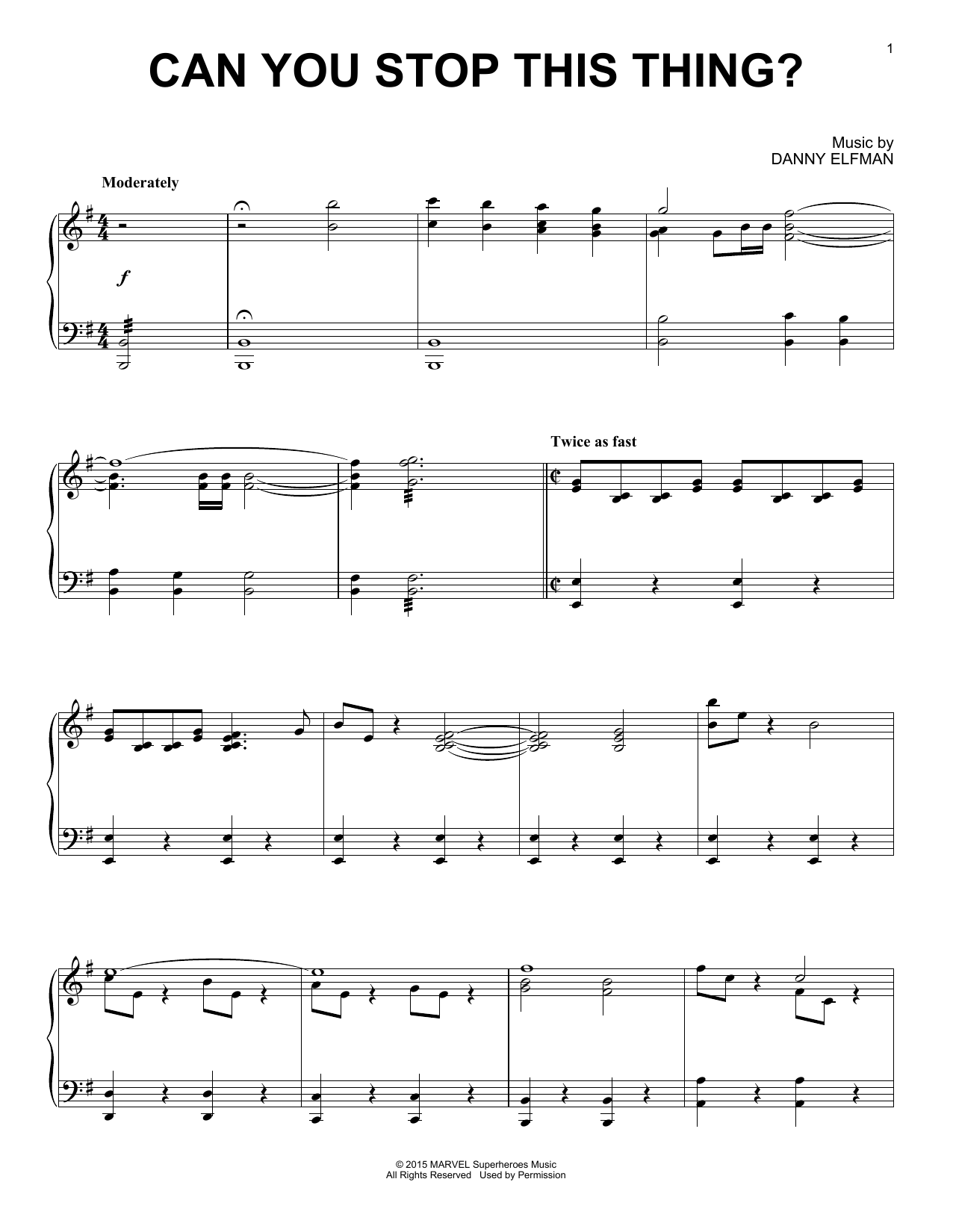 Learn to play Danny Elfman Can You Stop This Thing? sheet music for Piano Solo in minutes. Danny Elfman Can You Stop This Thing? sheet music notes and chords