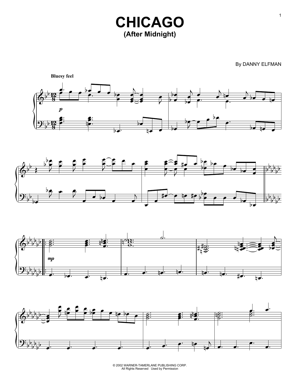 Learn to play Danny Elfman Chicago (After Midnight) sheet music for Piano Solo in minutes. Price: 6.9900$ Danny Elfman Chicago (After Midnight) sheet music notes and chords arranged for Piano Solo