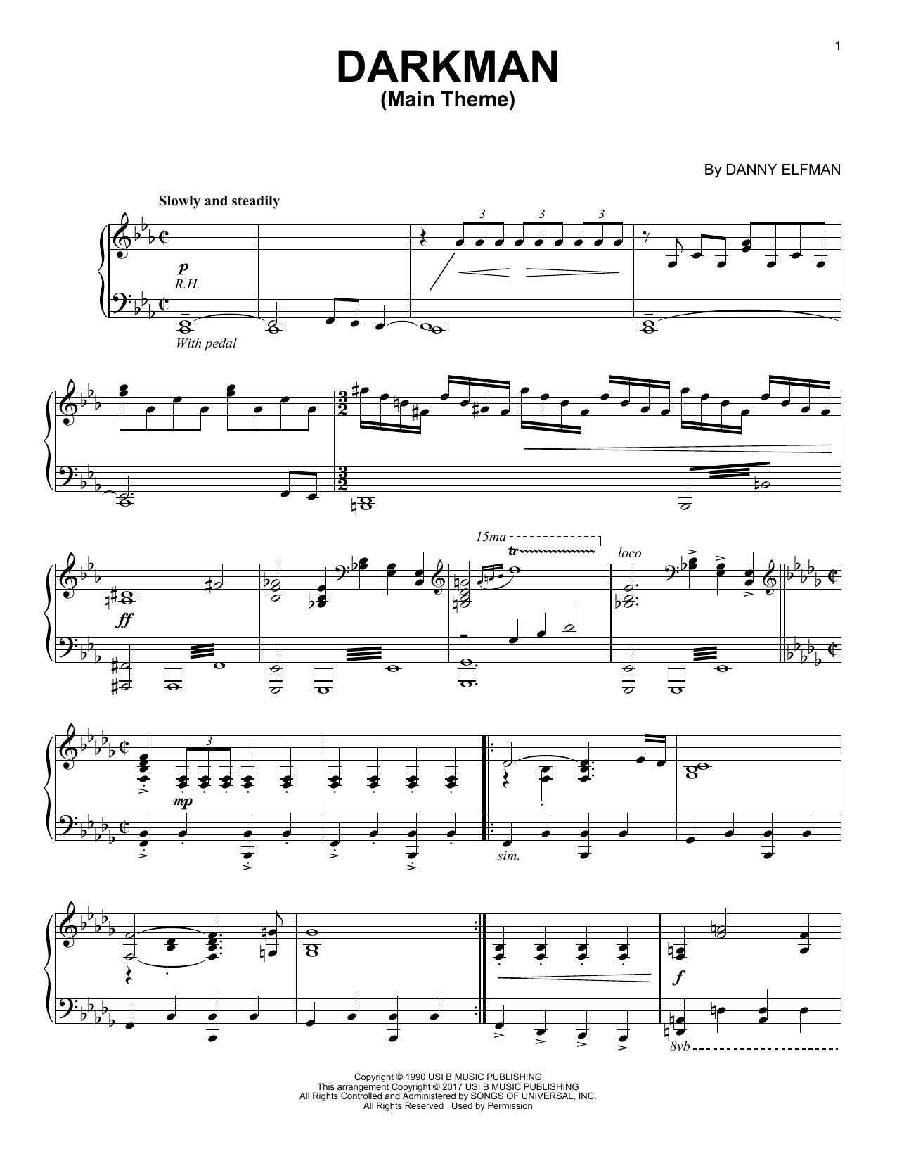 Danny Elfman Darkman sheet music notes and chords. Download Printable PDF.