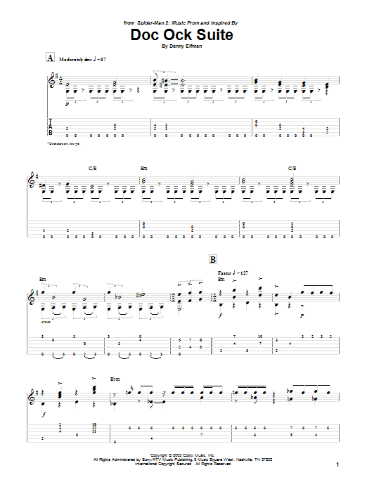 Danny Elfman Doc Ock Suite sheet music notes and chords. Download Printable PDF.