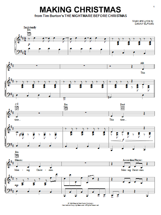 Danny Elfman Making Christmas From The Nightmare Before Christmas Sheet Music Pdf Notes Chords Christmas Score Big Note Piano Download Printable Sku 98925