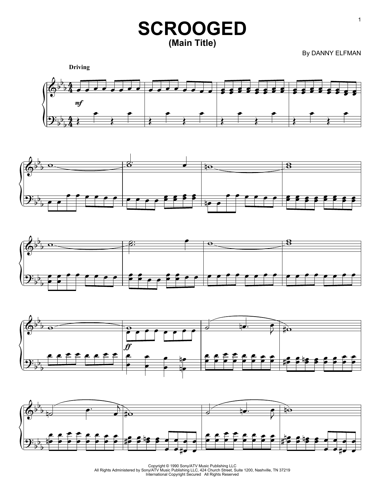 Learn to play Danny Elfman Scrooged Main Title sheet music for Piano Solo in minutes. Price: 6.9900$ Danny Elfman Scrooged Main Title sheet music notes and chords arranged for Piano Solo