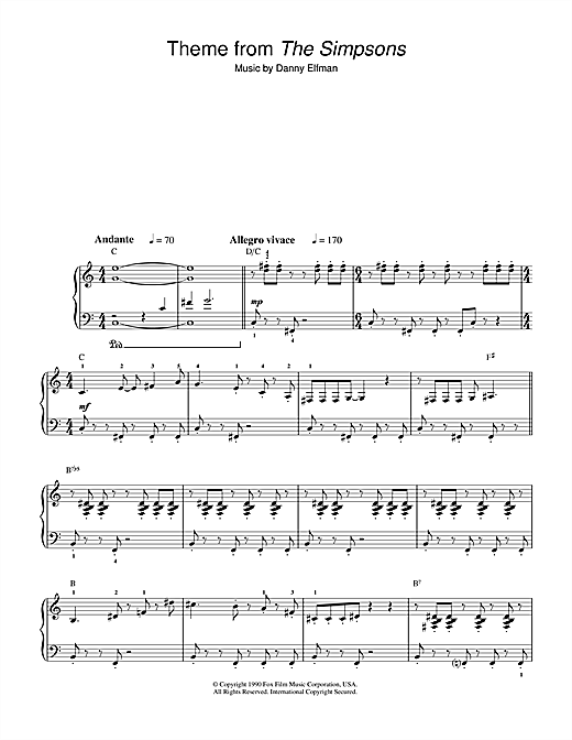 Learn to play Danny Elfman Theme From The Simpsons sheet music for Easy Piano in minutes. Danny Elfman Theme From The Simpsons sheet music notes and chords