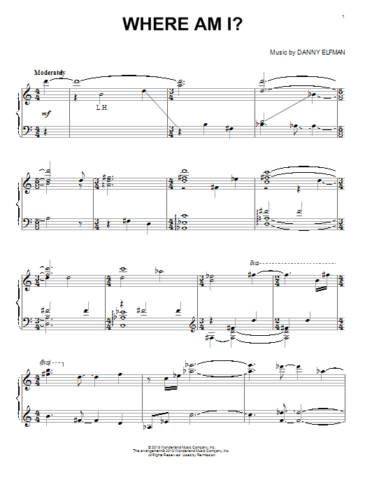 Learn to play Danny Elfman Where Am I? sheet music for Piano Solo in minutes. Danny Elfman Where Am I? sheet music notes and chords. Download Printable PDF.