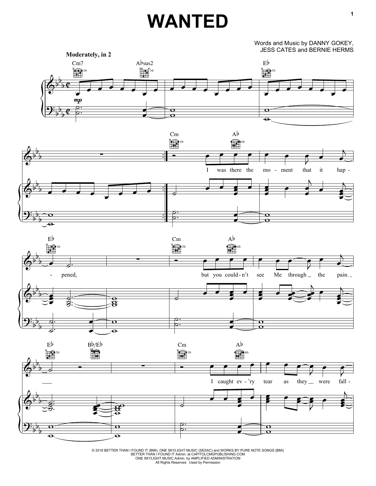 Danny Gokey Wanted sheet music notes and chords. Download Printable PDF.