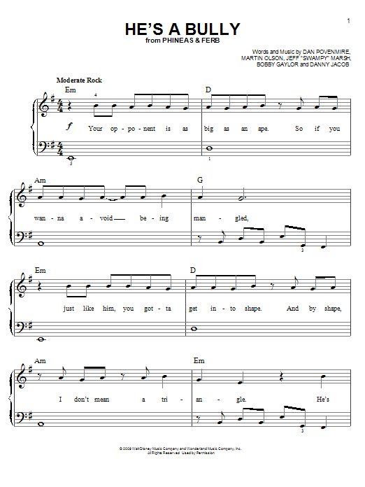 Learn to play Danny Jacob He's A Bully sheet music for Easy Piano in minutes. Price: 6.9900$ Danny Jacob He's A Bully sheet music notes and chords arranged for Easy Piano