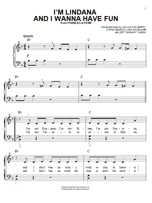 Learn to play Danny Jacob I'm Lindana And I Wanna Have Fun sheet music for Easy Piano in minutes. Price: 6.9900$ Danny Jacob I'm Lindana And I Wanna Have Fun sheet music notes and chords arranged for Easy Piano
