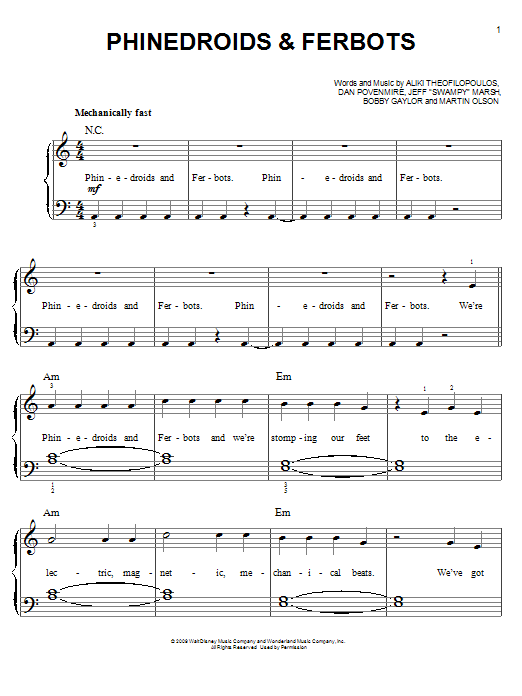 Learn to play Danny Jacob Phinedroids And Ferbots sheet music for Easy Piano in minutes. Price: 6.9900$ Danny Jacob Phinedroids And Ferbots sheet music notes and chords arranged for Easy Piano