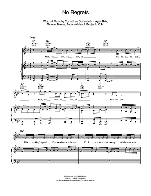 Dappy No Regrets sheet music notes and chords. Download Printable PDF.