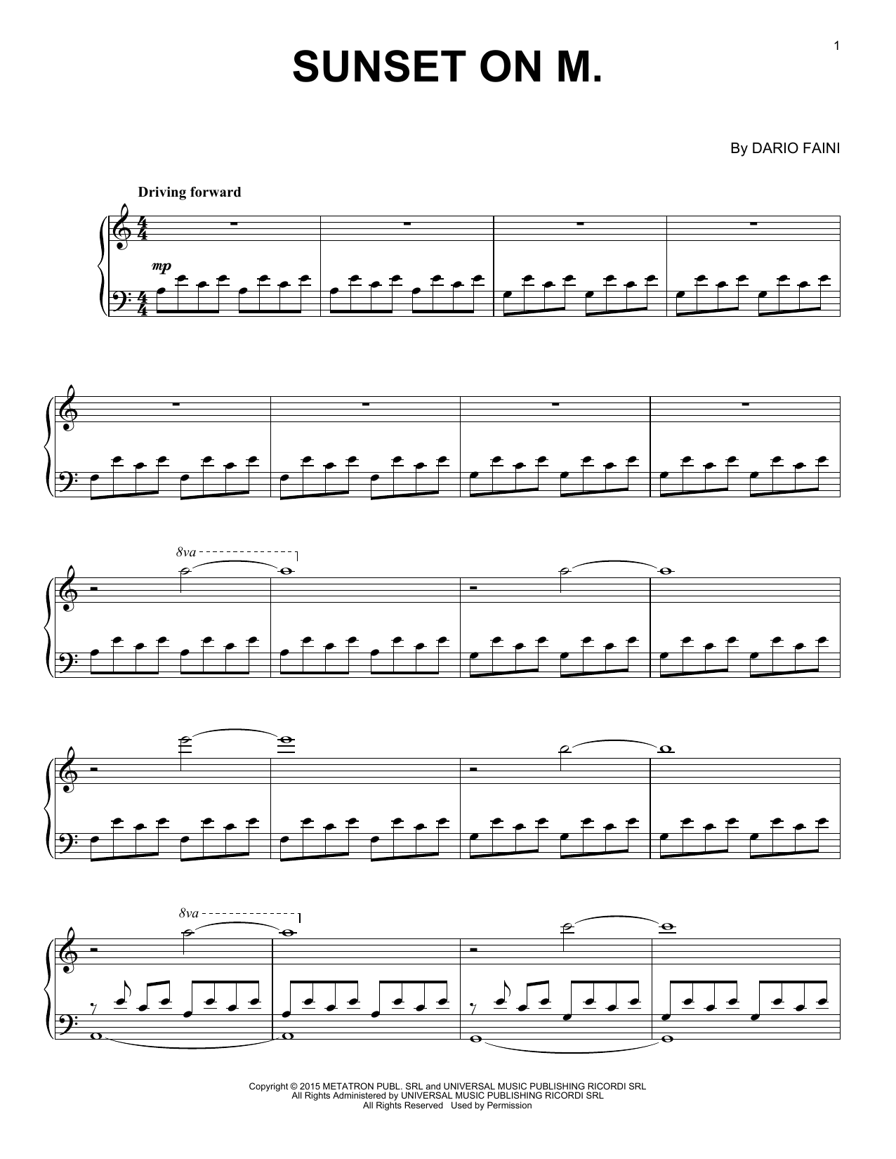 Dardust Sunset On M. sheet music notes and chords. Download Printable PDF.