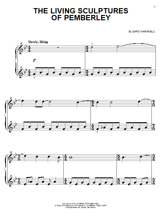 Learn to play Dario Marianelli The Living Sculptures Of Pemberley sheet music for Easy Piano in minutes. Price: 6.9900$ Dario Marianelli The Living Sculptures Of Pemberley sheet music notes and chords arranged for Easy Piano