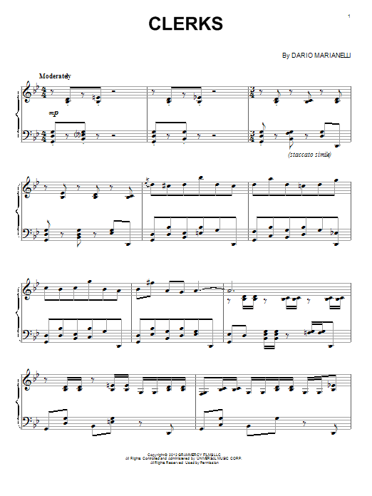 Learn to play Dario Marianelli Clerks sheet music for Piano Solo in minutes. Dario Marianelli Clerks sheet music notes and chords. Download Printable PDF.
