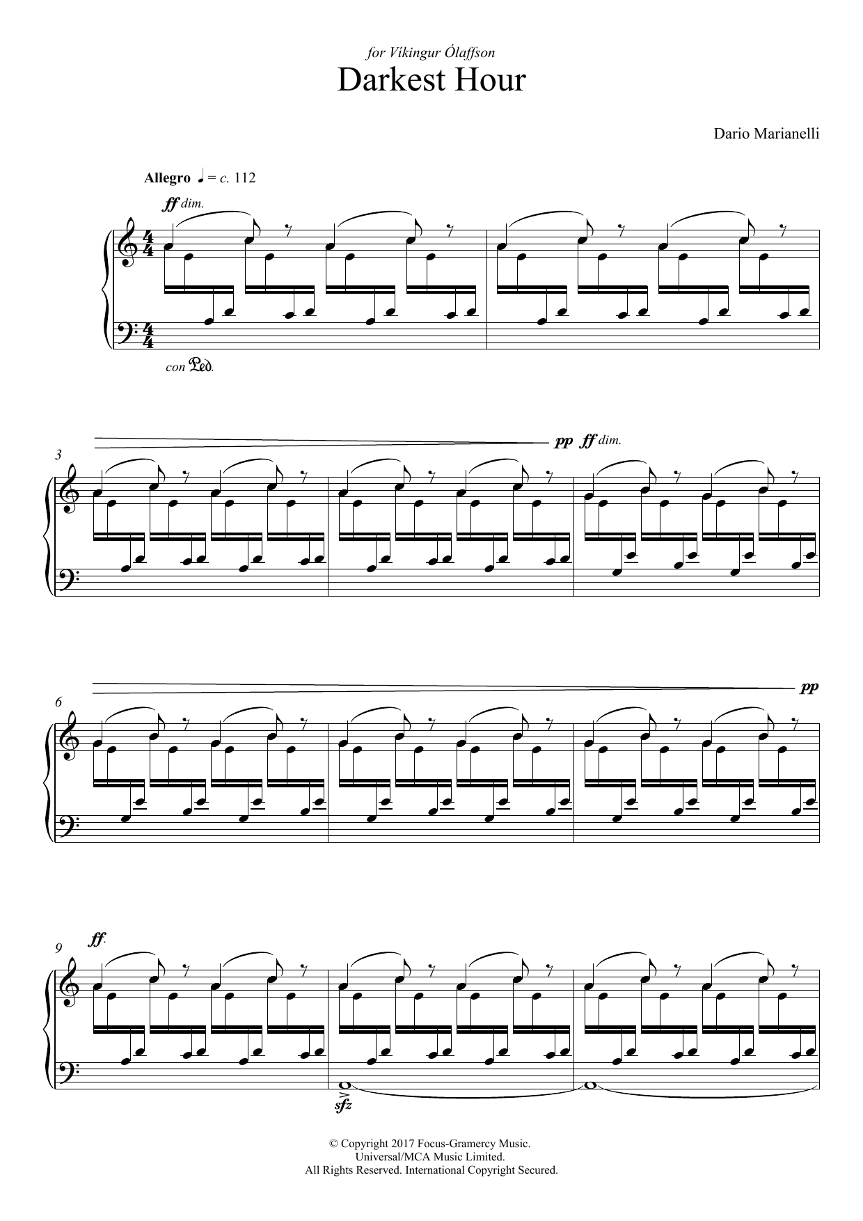 Dario Marianelli Darkest Hour sheet music notes and chords. Download Printable PDF.