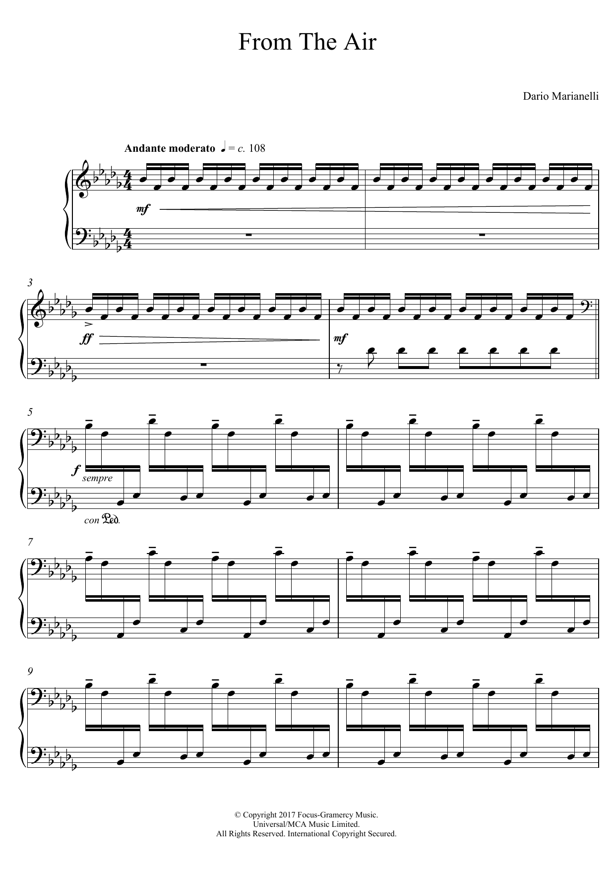 Dario Marianelli From The Air (from Darkest Hour) sheet music notes and chords arranged for Piano Solo