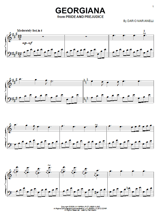 Dario Marianelli Georgiana sheet music notes and chords. Download Printable PDF.