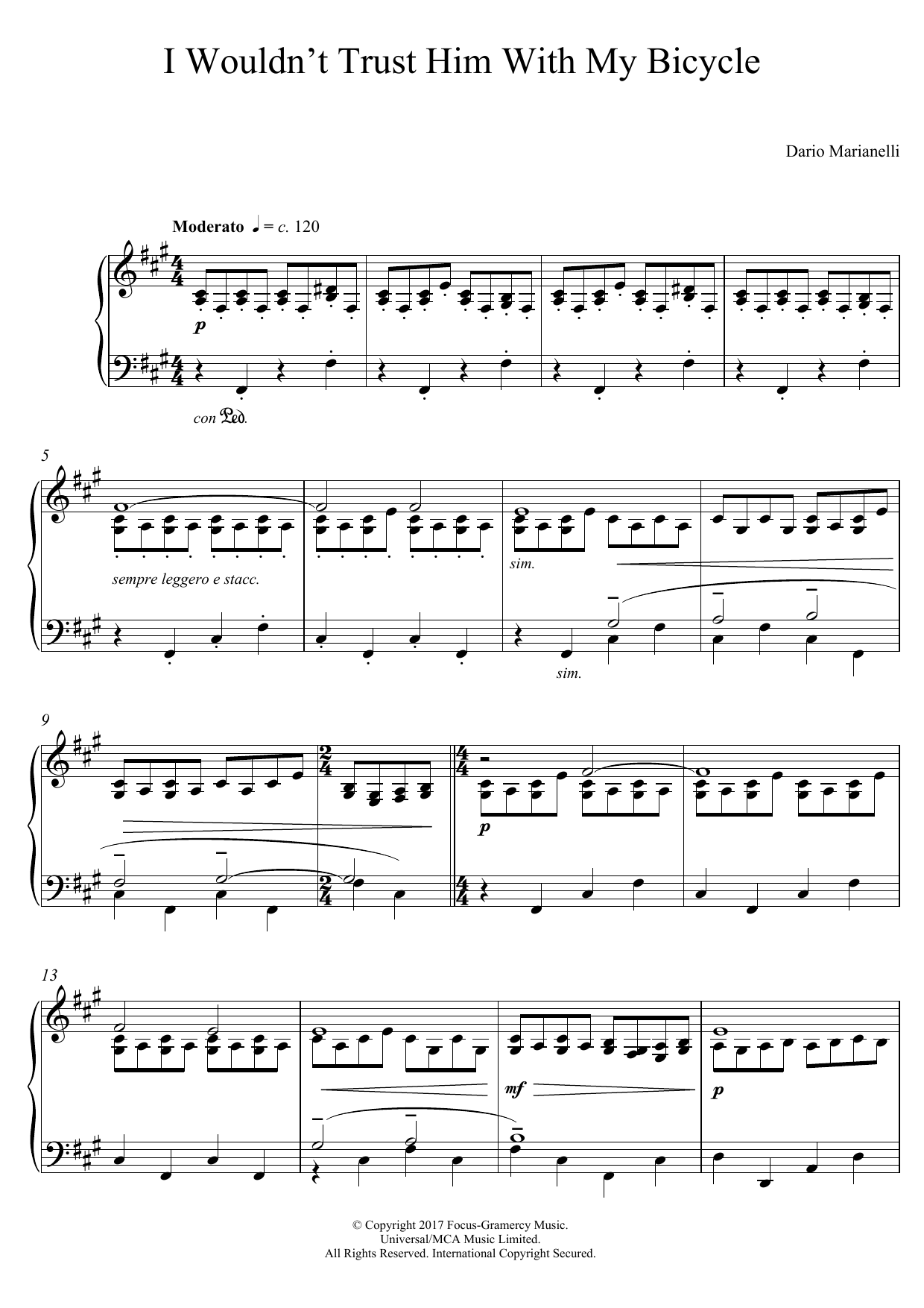 Learn to play Dario Marianelli I Wouldn't Trust Him With My Bicycle (from Darkest Hour) sheet music for Piano Solo in minutes. Price: 6.9900$ Dario Marianelli I Wouldn't Trust Him With My Bicycle (from Darkest Hour) sheet music notes and chords arranged for Piano Solo