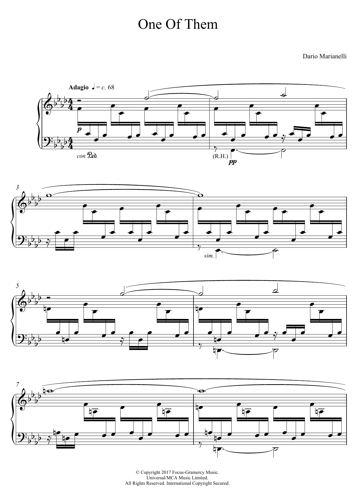 Dario Marianelli One Of Them (from Darkest Hour) sheet music notes and chords arranged for Piano Solo