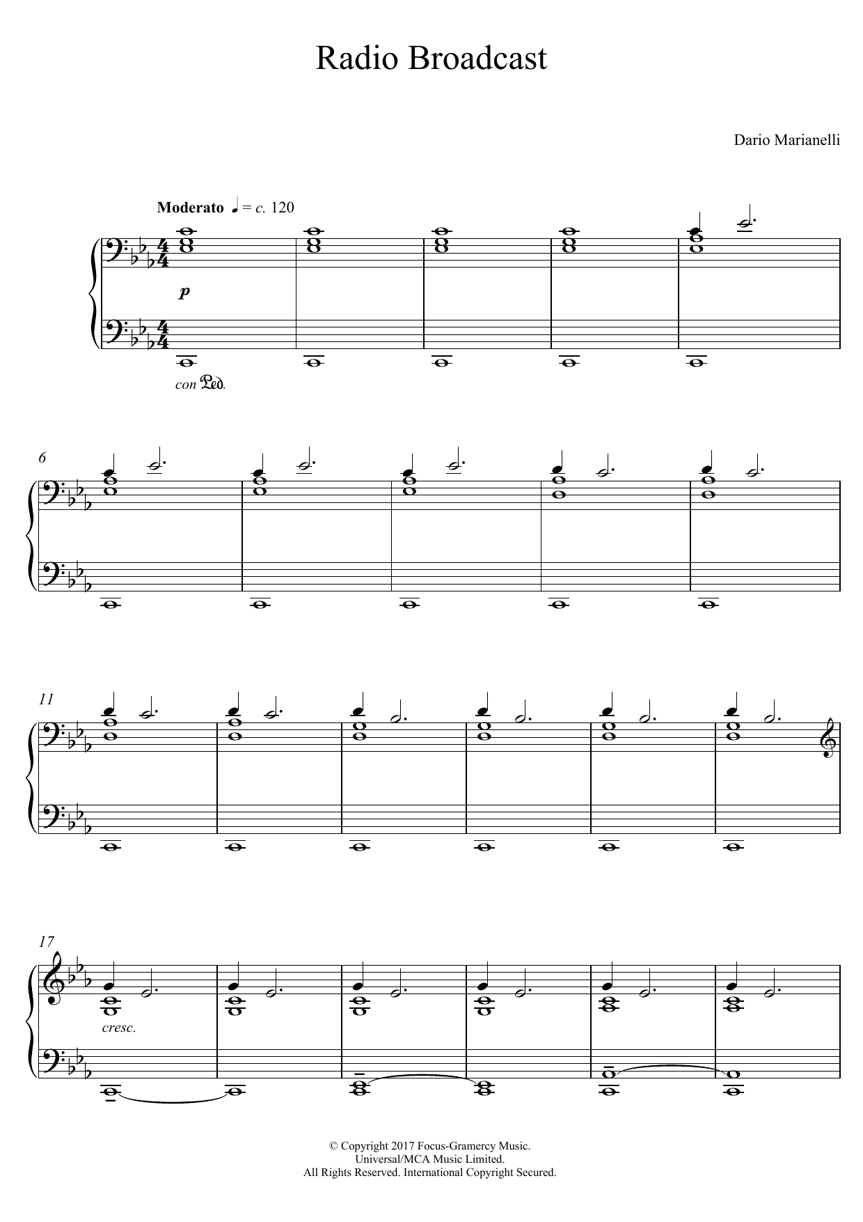 Dario Marianelli Radio Broadcast (from Darkest Hour) sheet music notes and chords arranged for Piano Solo