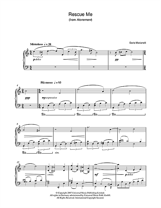 Learn to play Dario Marianelli Rescue Me (from Atonement) sheet music for Piano Solo in minutes. Dario Marianelli Rescue Me (from Atonement) sheet music notes and chords