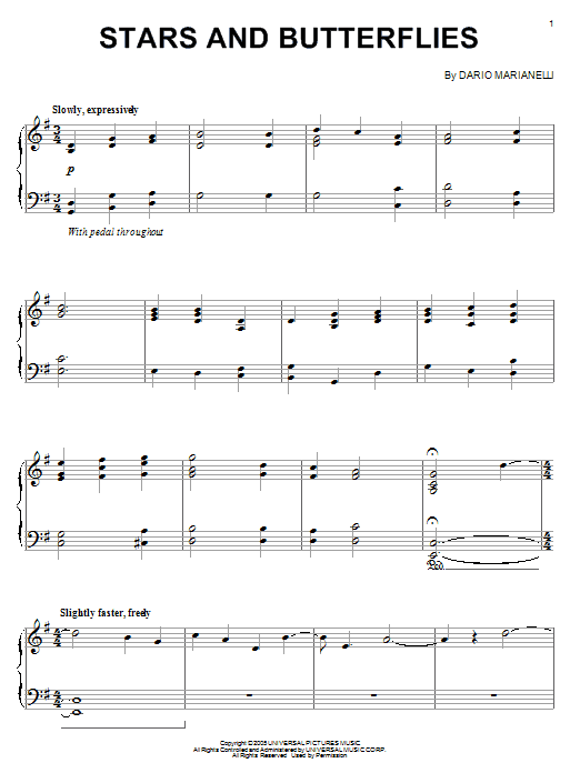 Dario Marianelli Stars And Butterflies sheet music notes and chords. Download Printable PDF.