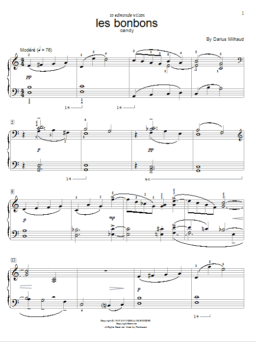 Darius Milhaud Candy sheet music notes and chords. Download Printable PDF.