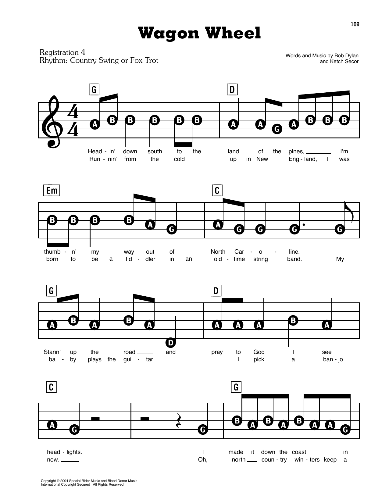 Darius Rucker Wagon Wheel Sheet Music Download Printable Pdf Score Sku 824428