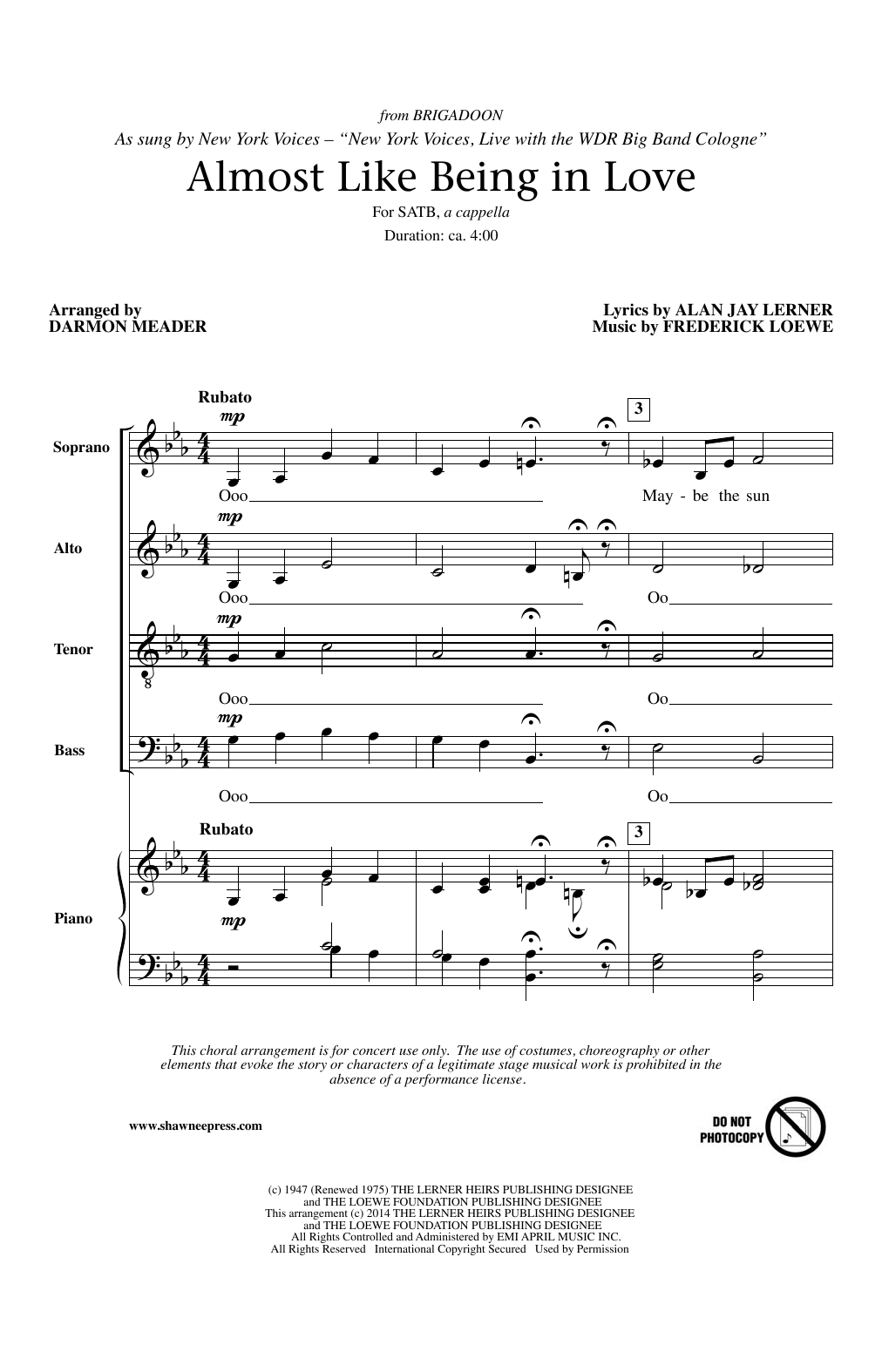 Darmon Meader Almost Like Being In Love sheet music notes and chords. Download Printable PDF.