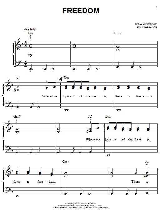 Darrell Evans Freedom sheet music notes and chords. Download Printable PDF.