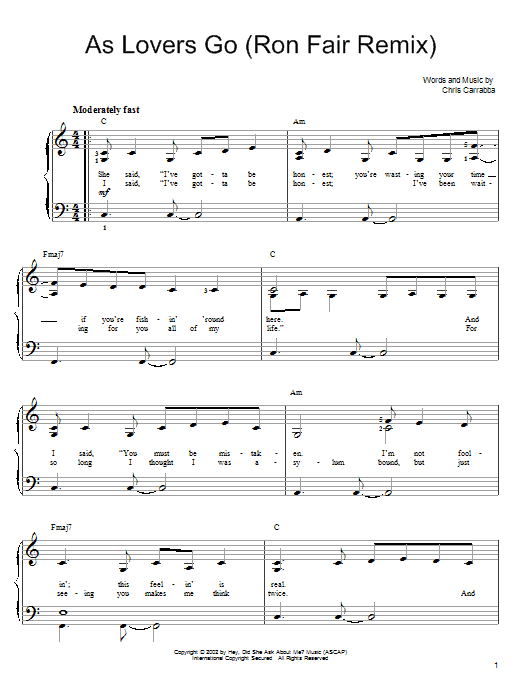 Dashboard Confessional As Lovers Go sheet music notes and chords. Download Printable PDF.