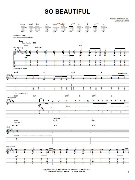 Dashboard Confessional So Beautiful sheet music notes and chords. Download Printable PDF.