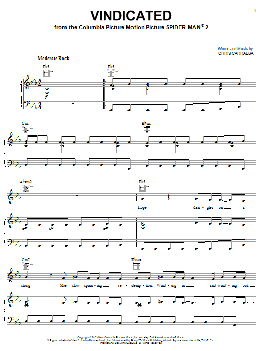 Learn to play Dashboard Confessional Vindicated sheet music for Piano, Vocal & Guitar (Right-Hand Melody) in minutes. Dashboard Confessional Vindicated sheet music notes and chords. Download Printable PDF.