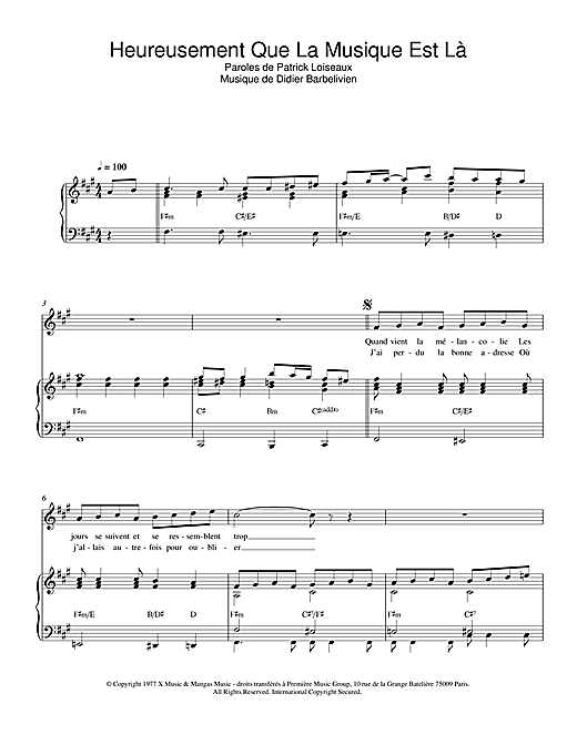 Learn to play Dave Heureusement Que La Musique Est La sheet music for Piano & Vocal in minutes. Price: 6.9900$ Dave Heureusement Que La Musique Est La sheet music notes and chords arranged for Piano & Vocal