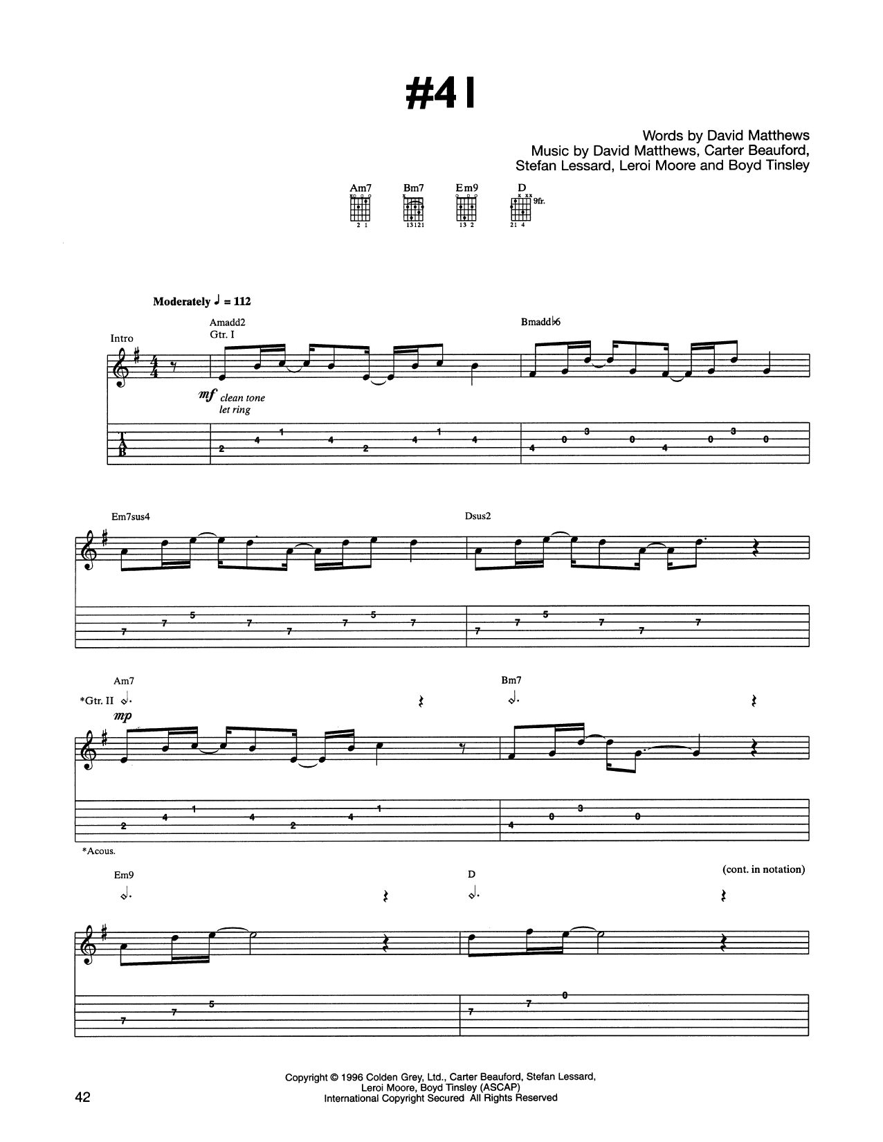 Dave Matthews Band 41 Sheet Music & Chords for Guitar Tab | Download PDF  Score - 16