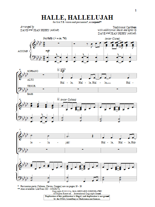 Learn to play Dave and Jean Perry Hallelu, Hallelujah! sheet music for SATB Choir in minutes. Dave and Jean Perry Hallelu, Hallelujah! sheet music notes and chords. Download Printable PDF.