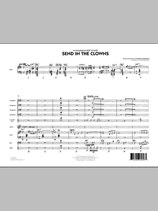 Learn to play Dave Barduhn Send In The Clowns - Full Score sheet music for Jazz Ensemble in minutes. Dave Barduhn Send In The Clowns - Full Score sheet music notes and chords. Download Printable PDF.