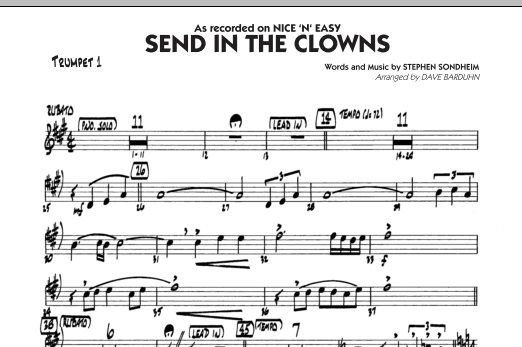 Learn to play Dave Barduhn Send In The Clowns - Trumpet 1 sheet music for Jazz Ensemble in minutes. Dave Barduhn Send In The Clowns - Trumpet 1 sheet music notes and chords. Download Printable PDF.