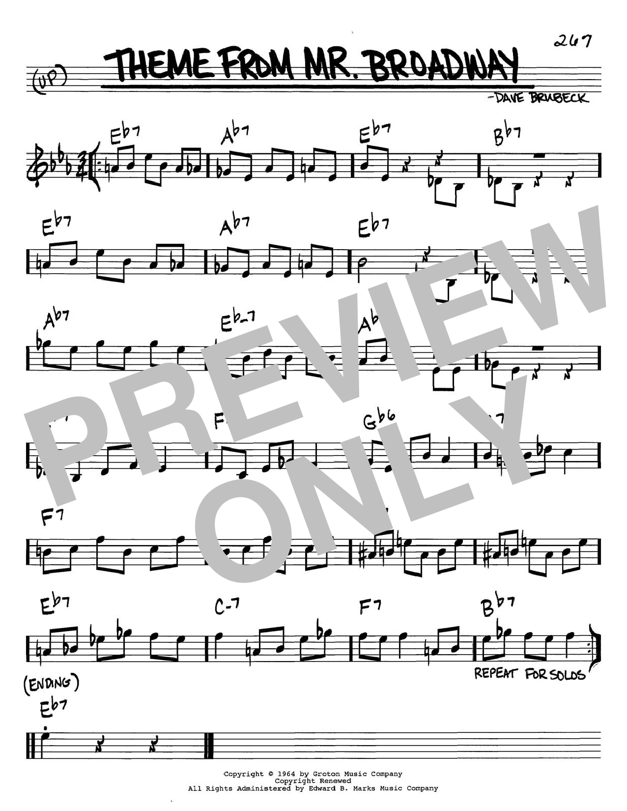 Learn to play Dave Brubeck Theme From Mr. Broadway sheet music for Real Book – Melody & Chords in minutes. Dave Brubeck Theme From Mr. Broadway sheet music notes and chords. Download Printable PDF.
