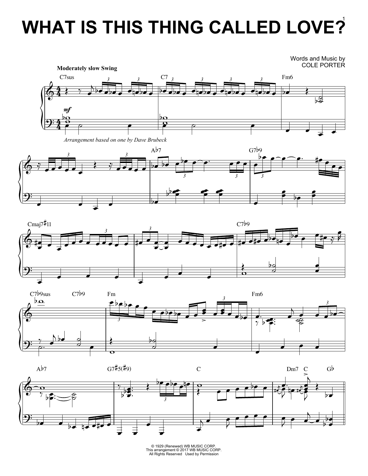Dave Brubeck What Is This Thing Called Love Sheet Music Pdf Notes Chords Jazz Score Piano Solo Download Printable Sku 181228