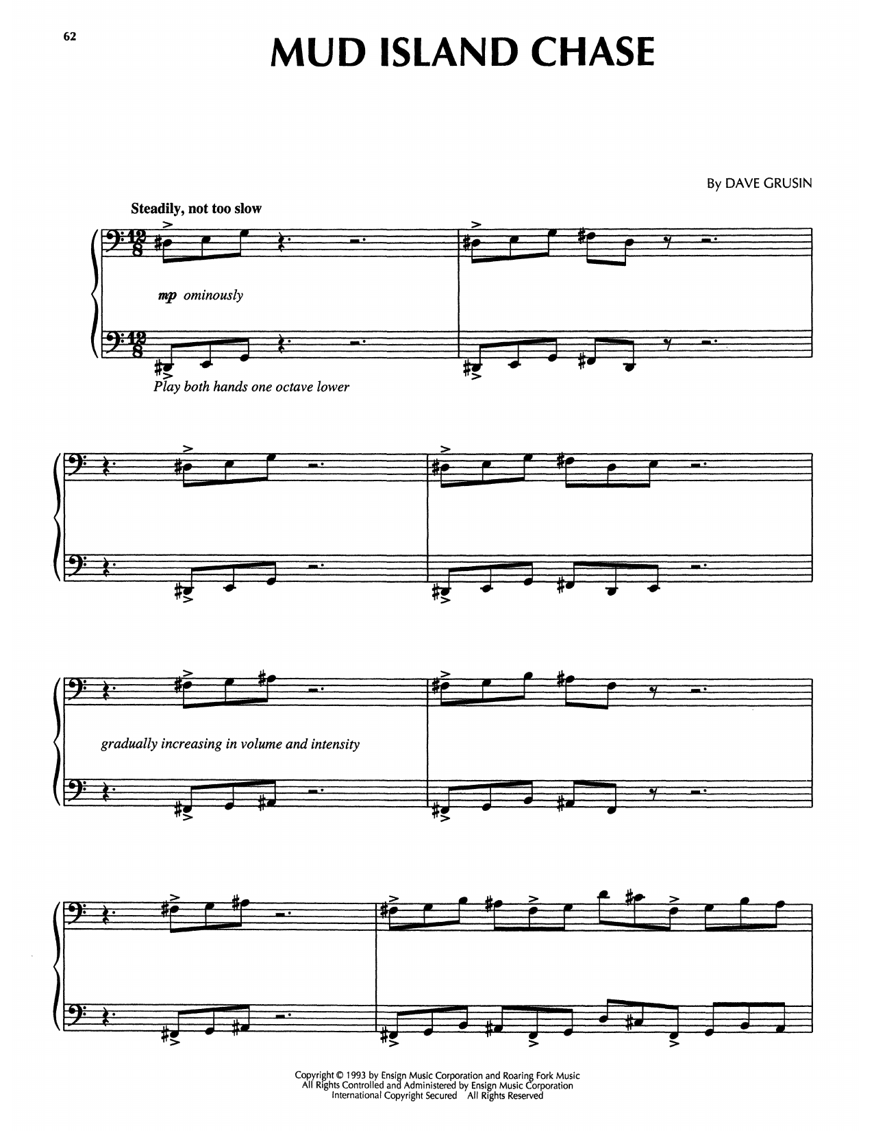 Learn to play Dave Grusin Mud Island Chase (from The Firm) sheet music for Piano Solo in minutes. Price: 7.8900$ Dave Grusin Mud Island Chase (from The Firm) sheet music notes and chords arranged for Piano Solo