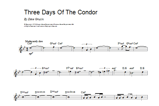 Dave Grusin Three Days Of The Condor sheet music notes and chords. Download Printable PDF.