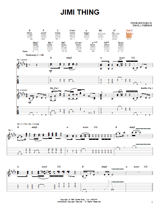 Learn to play Dave Matthews & Tim Reynolds Jimi Thing sheet music for Guitar Tab in minutes. Dave Matthews & Tim Reynolds Jimi Thing sheet music notes and chords. Download Printable PDF.