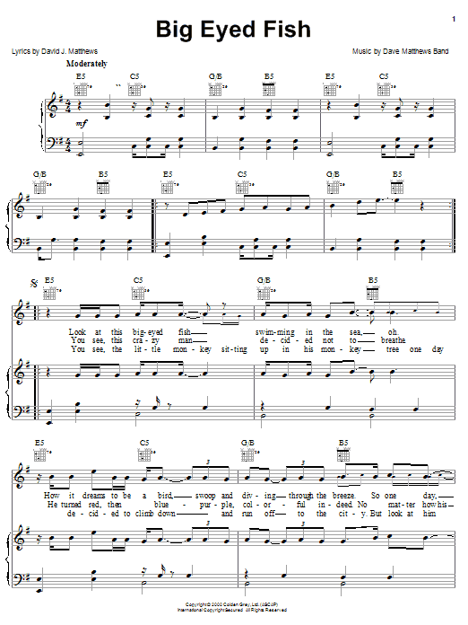 Learn to play Dave Matthews Band Big Eyed Fish sheet music for Guitar Tab in minutes. Dave Matthews Band Big Eyed Fish sheet music notes and chords. Download Printable PDF.