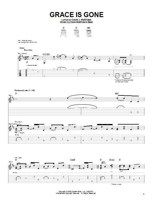 Learn to play Dave Matthews Band Grace Is Gone sheet music for Piano, Vocal & Guitar (Right-Hand Melody) in minutes. Dave Matthews Band Grace Is Gone sheet music notes and chords. Download Printable PDF.